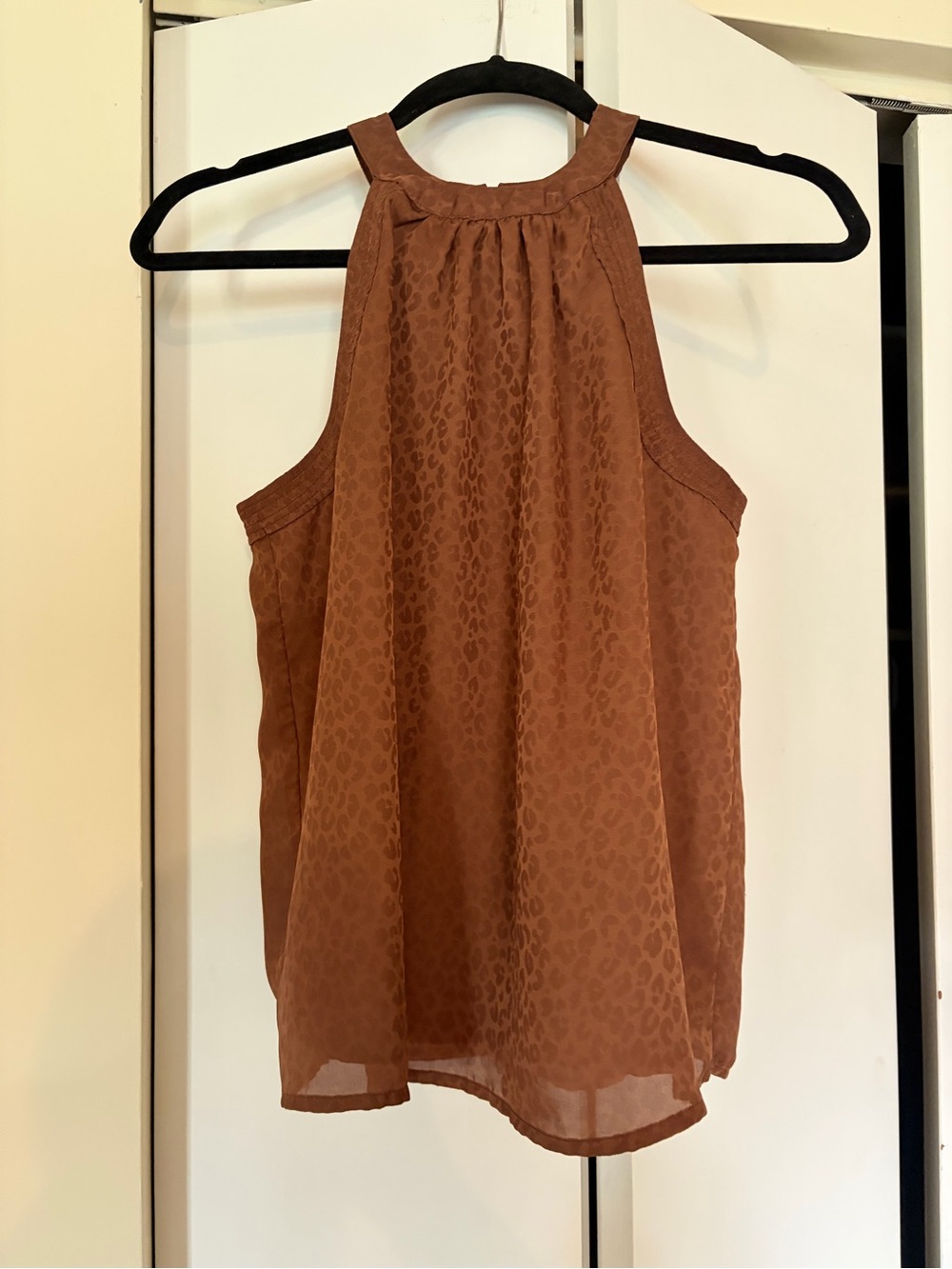 a new day Brown Textured Halter Sleeveless Blouse